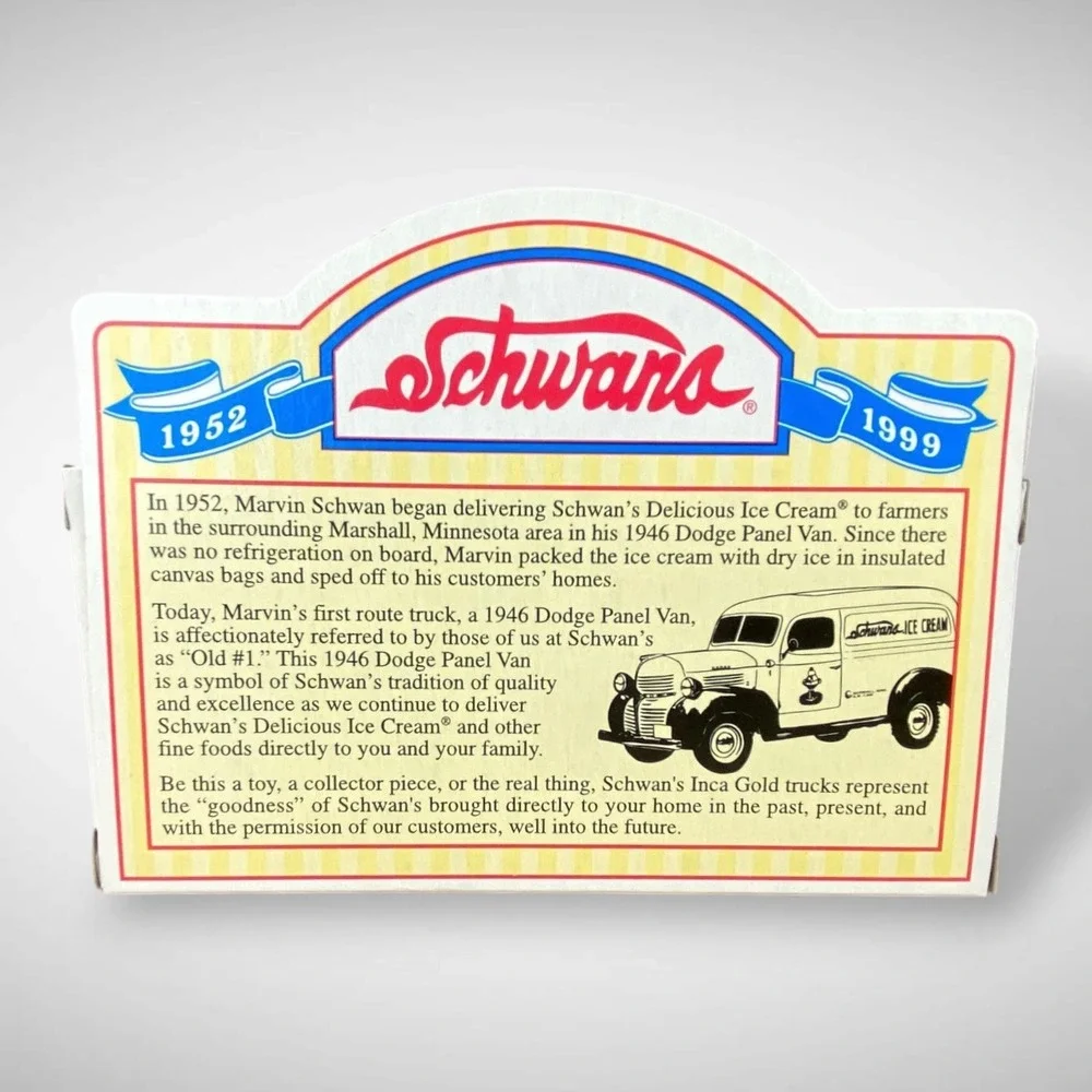 Schwan's Old #1 1946 Dodge Panel Van Lledo Diecast 1999 Box Ice Cream